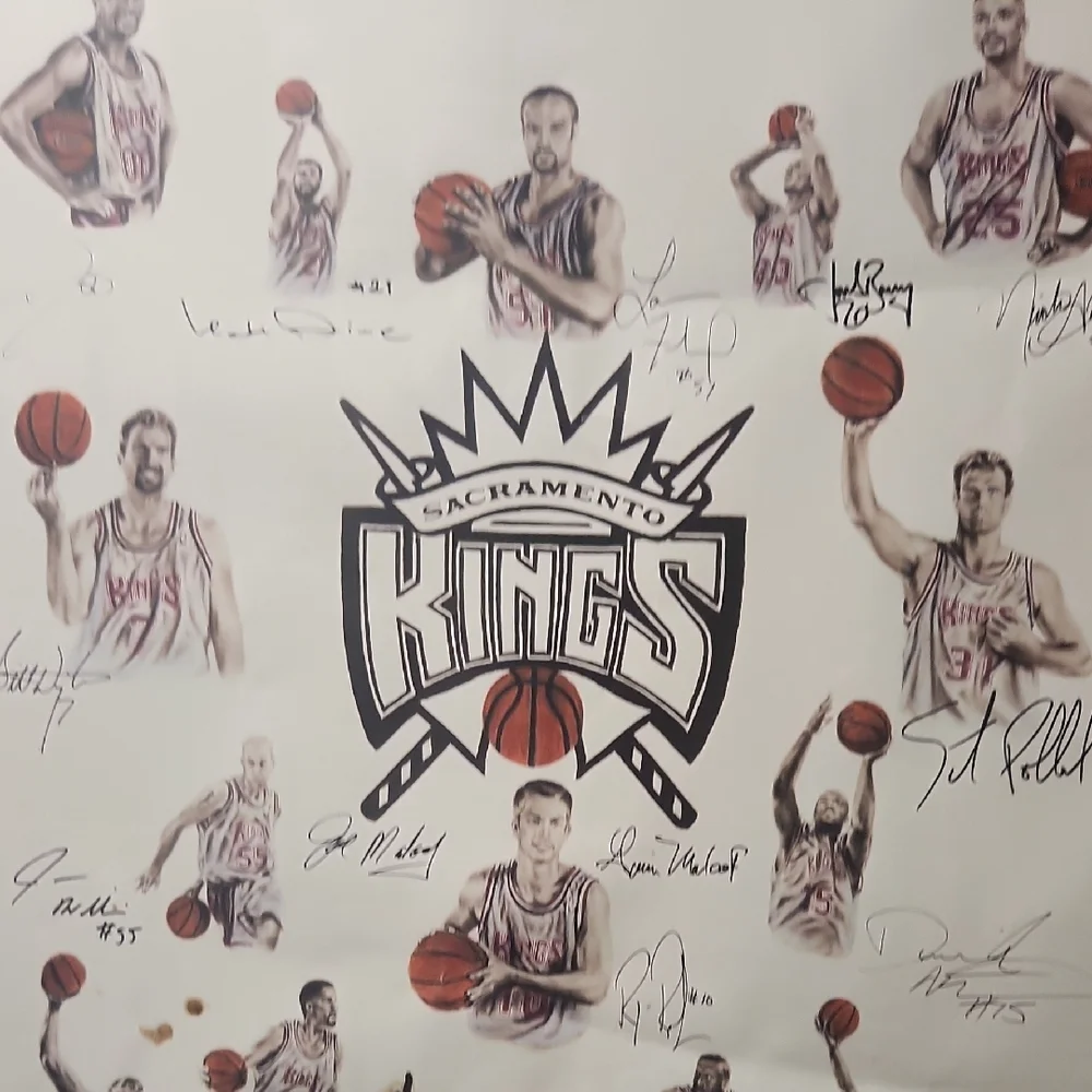 White and Black Sacramento Kings Wallpaper Wall Decor